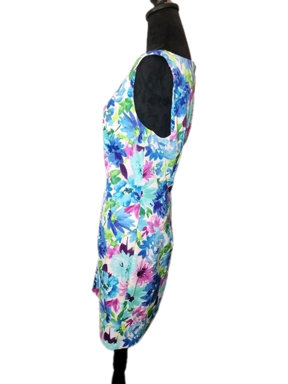 Alyx Multicolor Floral Midi Dress in Blue, Pink & Green Sheath Spring Colorful - Picture 2 of 9